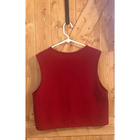 Vtg R&K Women's Red Silver Horse Bit Wool Vest 10 Equestrian Holiday Old Money - Picture 2 of 11